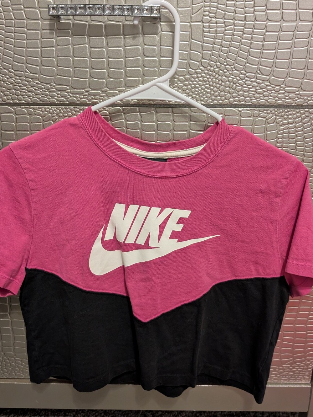 Nike Pink and Black Colorblock Crop Top